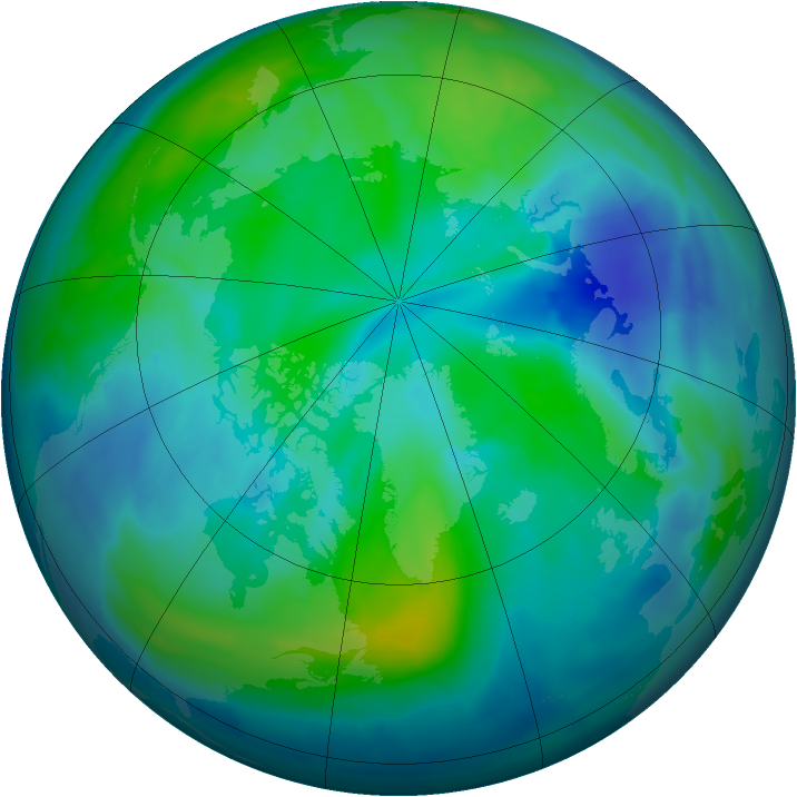 Arctic ozone map for 16 October 2009
